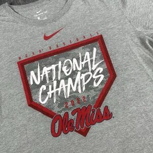 Ole Miss Baseball Nike T-Shirt Mens XL Gray 2022 National Champs